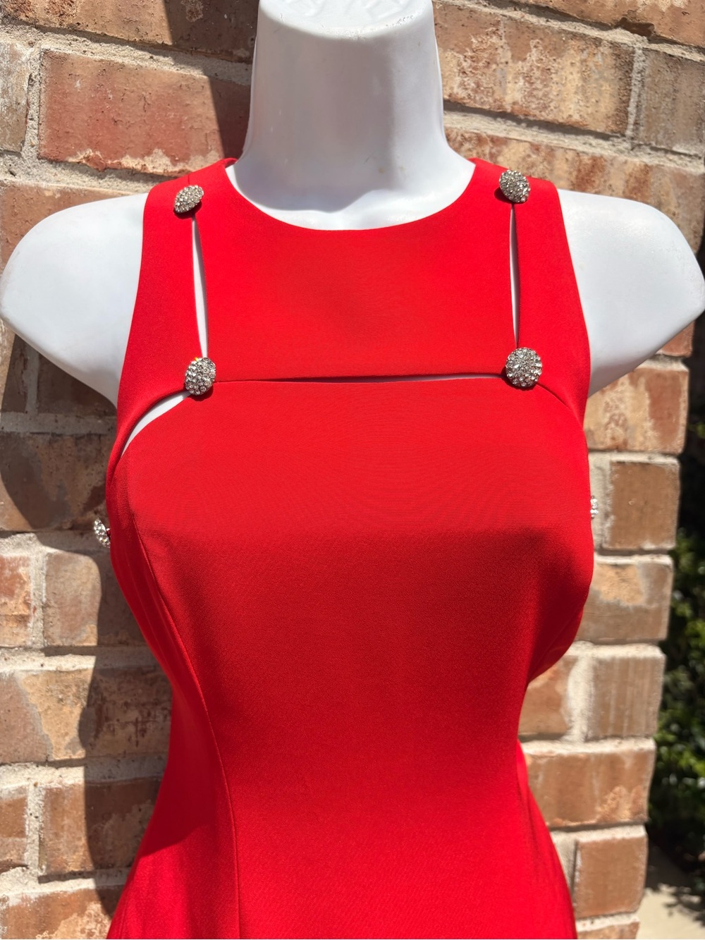 Niteline Della Roufogali Red Rhinestone Cutout
Gown Sz 4 Old Hollywood Slit Glam - Picture 3 of 11